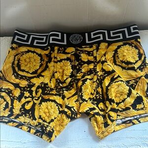 Versace Black and Gold Baroque Shorts